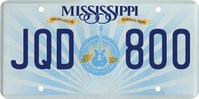 MS license plate JQD800