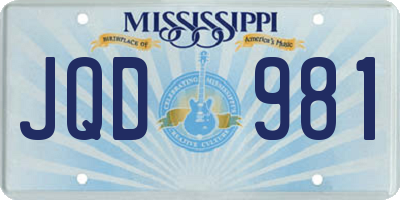 MS license plate JQD981