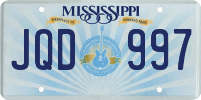 MS license plate JQD997