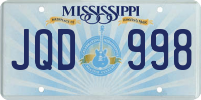 MS license plate JQD998