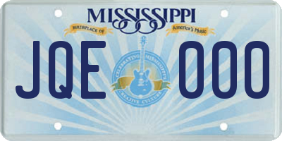 MS license plate JQE000