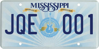 MS license plate JQE001