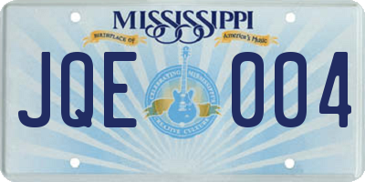 MS license plate JQE004