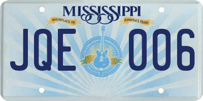 MS license plate JQE006
