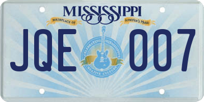 MS license plate JQE007