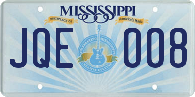 MS license plate JQE008
