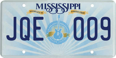 MS license plate JQE009