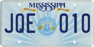 MS license plate JQE010