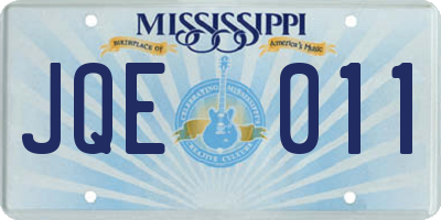 MS license plate JQE011