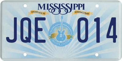 MS license plate JQE014