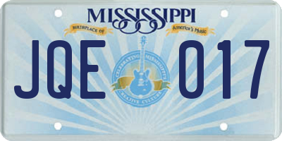 MS license plate JQE017