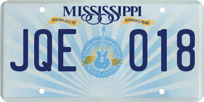 MS license plate JQE018