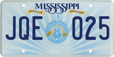 MS license plate JQE025