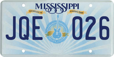 MS license plate JQE026