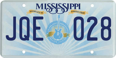 MS license plate JQE028