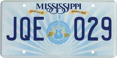 MS license plate JQE029