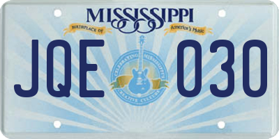 MS license plate JQE030