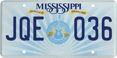 MS license plate JQE036