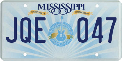 MS license plate JQE047