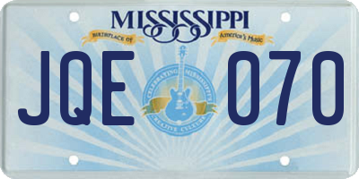 MS license plate JQE070