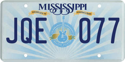 MS license plate JQE077