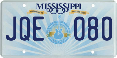 MS license plate JQE080