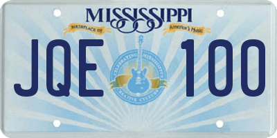 MS license plate JQE100
