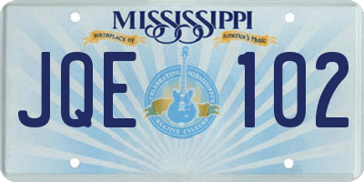 MS license plate JQE102