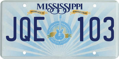 MS license plate JQE103