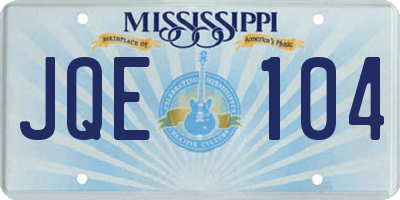 MS license plate JQE104