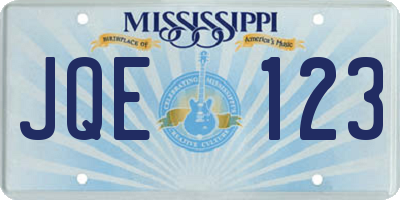 MS license plate JQE123