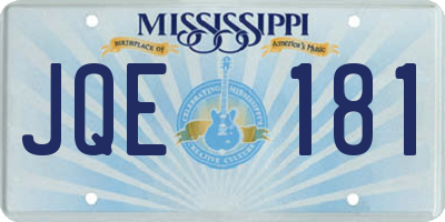 MS license plate JQE181