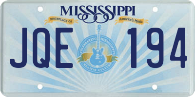 MS license plate JQE194