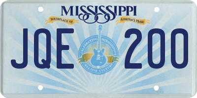 MS license plate JQE200