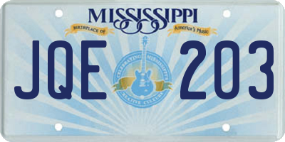 MS license plate JQE203
