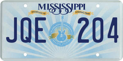 MS license plate JQE204
