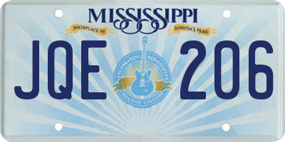 MS license plate JQE206