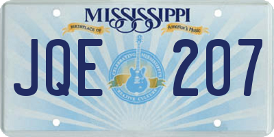 MS license plate JQE207