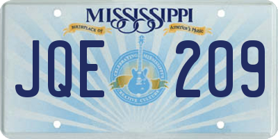 MS license plate JQE209