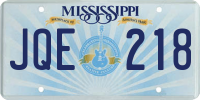 MS license plate JQE218