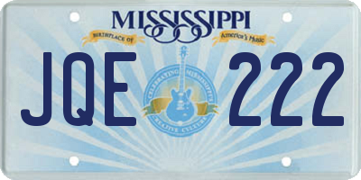 MS license plate JQE222