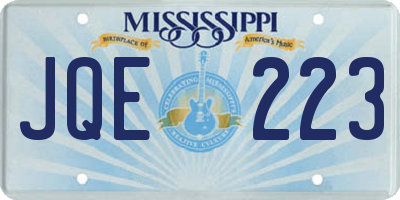 MS license plate JQE223