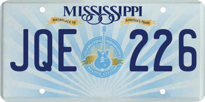 MS license plate JQE226