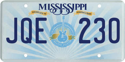 MS license plate JQE230