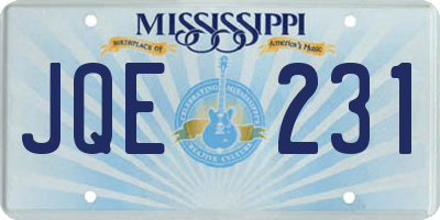 MS license plate JQE231