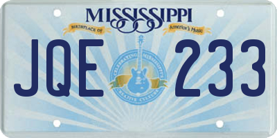 MS license plate JQE233
