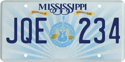 MS license plate JQE234