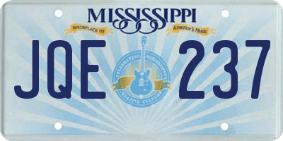 MS license plate JQE237