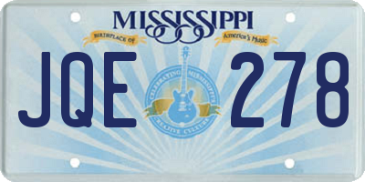 MS license plate JQE278