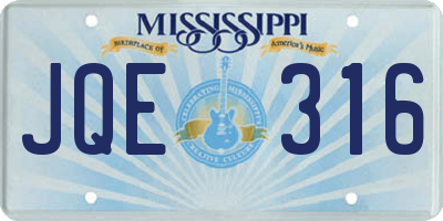 MS license plate JQE316
